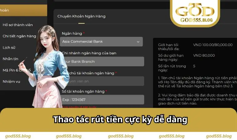 GOD55 8 Thao tác rút cực dễ dàng